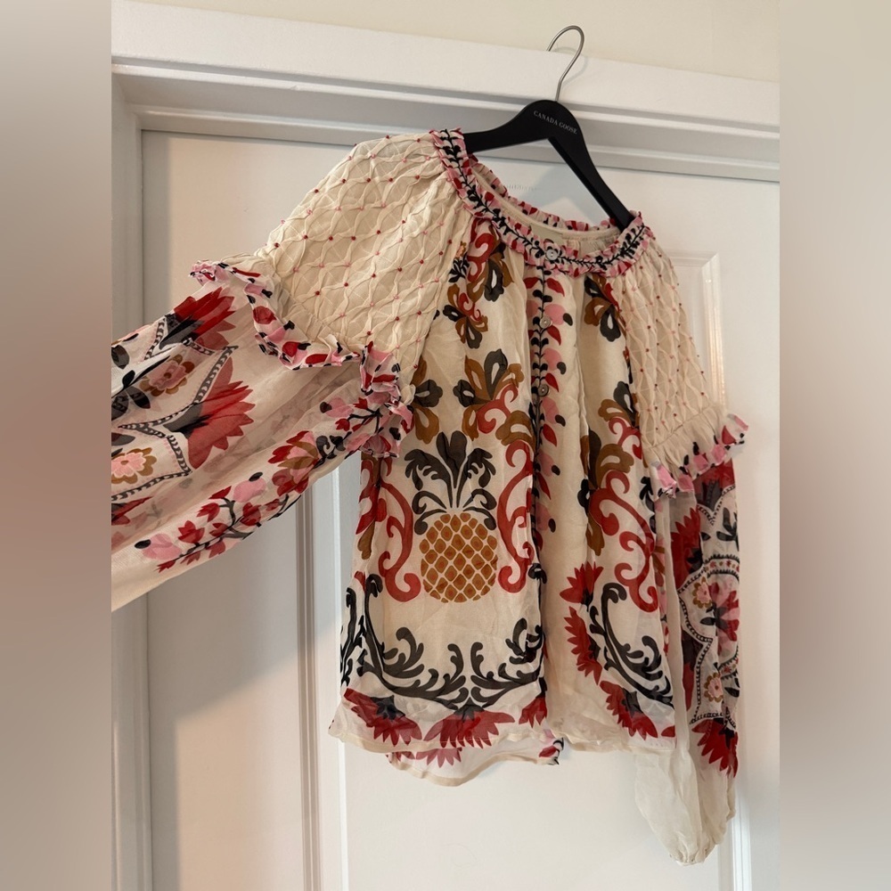 Farm Rio: Cream Cashew Mandala Embroidered Blouse - Picture 11 of 12